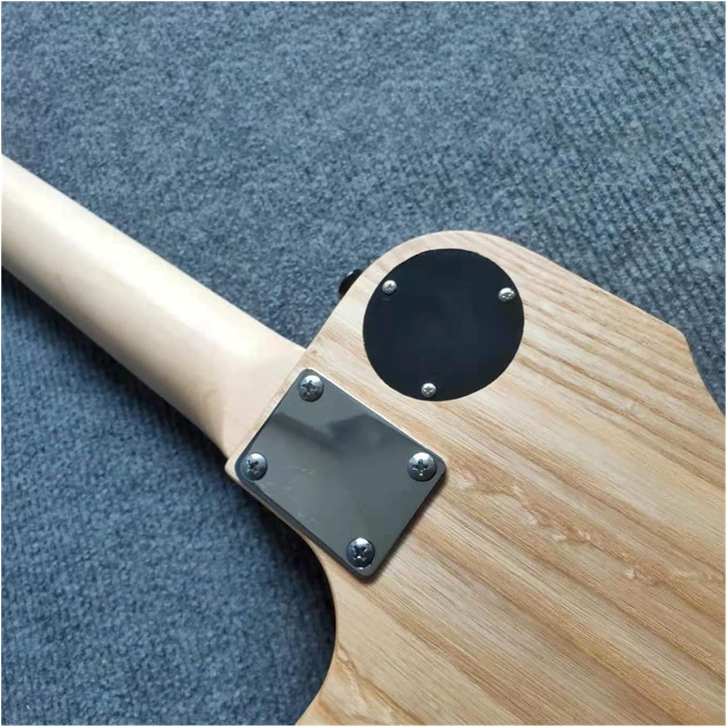 30- inch Mini Headless Electric Guitar Ash Wood Body Canadian Maple Neck 6- String 24- Fret Bolt Matte Natural Color Belt Bag Guitar ​Neck Replacement (Size : 30 Inches)