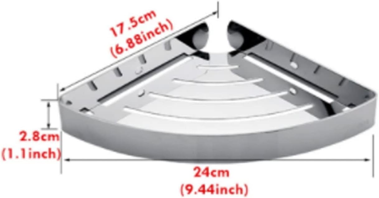 Pot and Pan Organizer Bathroom Shower Corner Shelf SUS 304 Stainless Steel Shower Caddy Wall Mount Triangular Bathroom Floating Shelves with Hooks