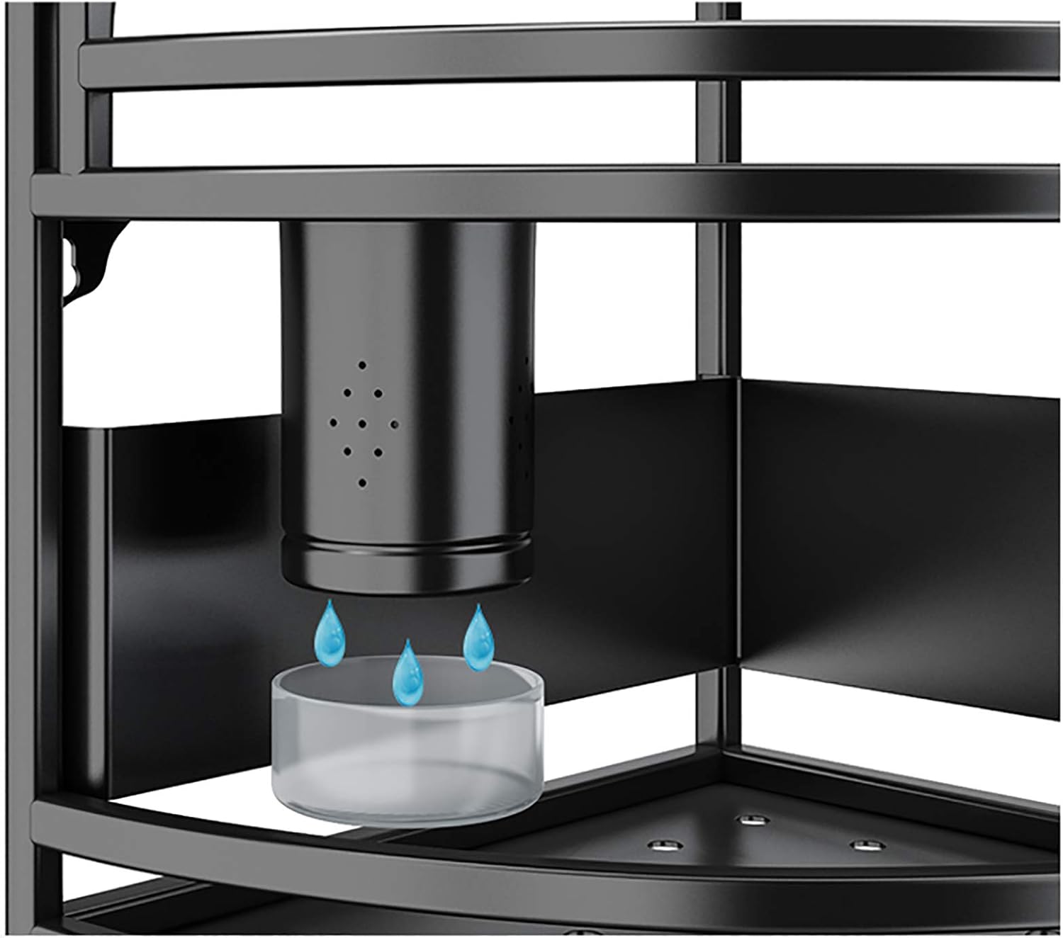 Stainless Steel Multi-Tier Spice Rack Large Capacity Bathroom Shelf Wall Mounted and Countertop Bathroom Organizer,Black Corner Kitchen Shelf-B1-24cm 3 Floors