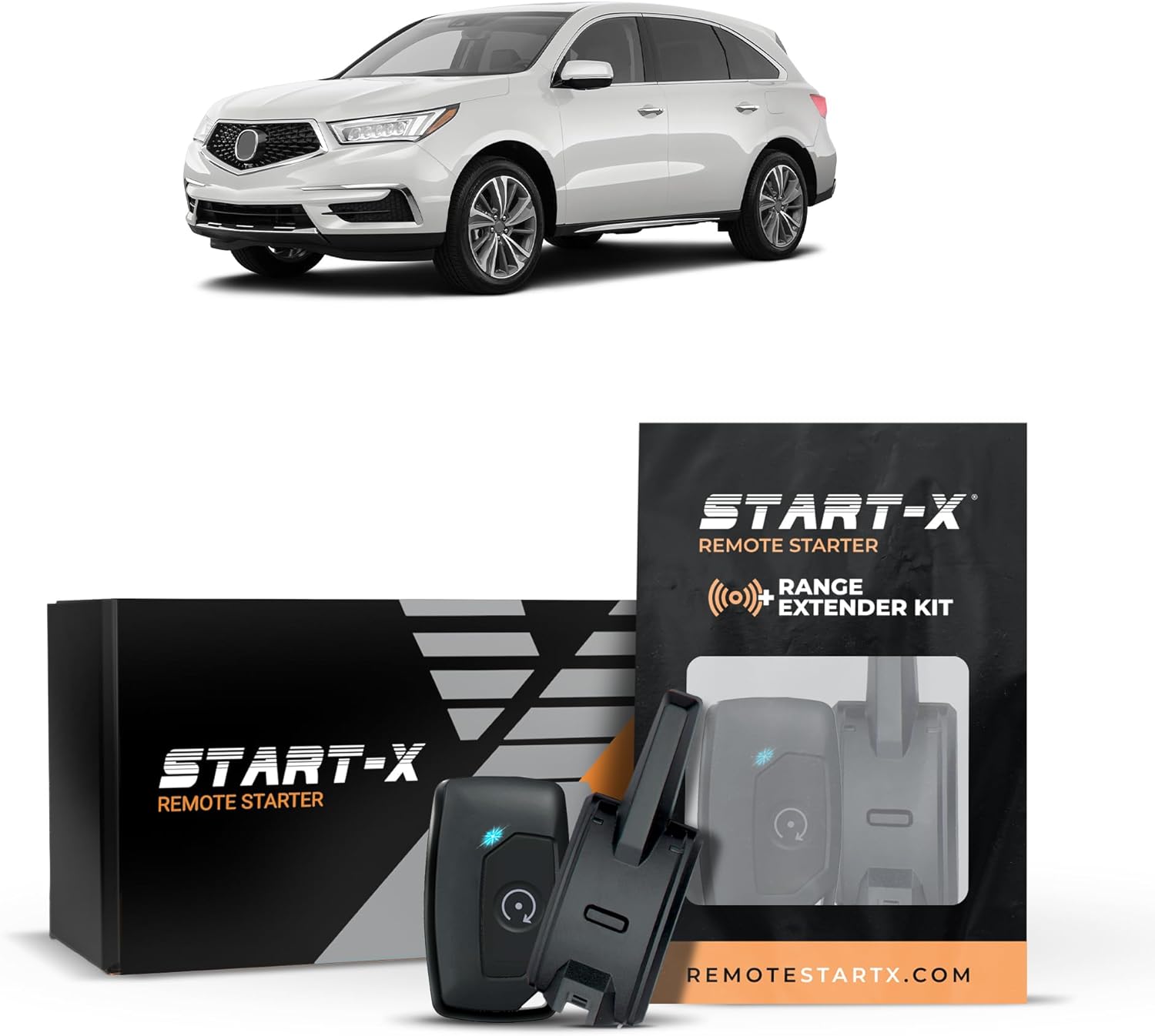 Start-X Remote Starter Kit + 2000ft 1 Way Range Extender for Acura MDX (2014, 2015, 2016, 2017, 2018, 2019, 2020) Vehicles with Push-to-Start Ignition