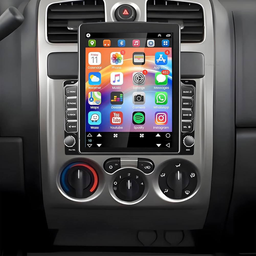 PHEZEN 9.7 inch Touchscreen Car Stereo Fit for Chevy Colorado 2004-2012, Android 13 Double Din Car Radio with Carplay & Android Auto in-Dash Navigation BT Mirror Link WiFi Backup Camera 2+32G