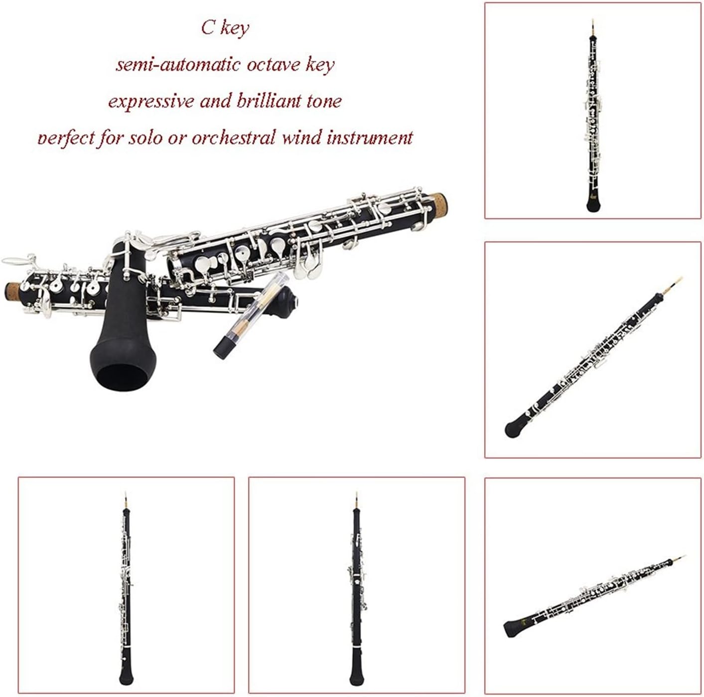 ZUZU Professional Oboe C Key Cupronickel Plated Silver Woodwind Musical Instrument for Beginner with Reed Gloves Case Bag Strap Oboe Parts