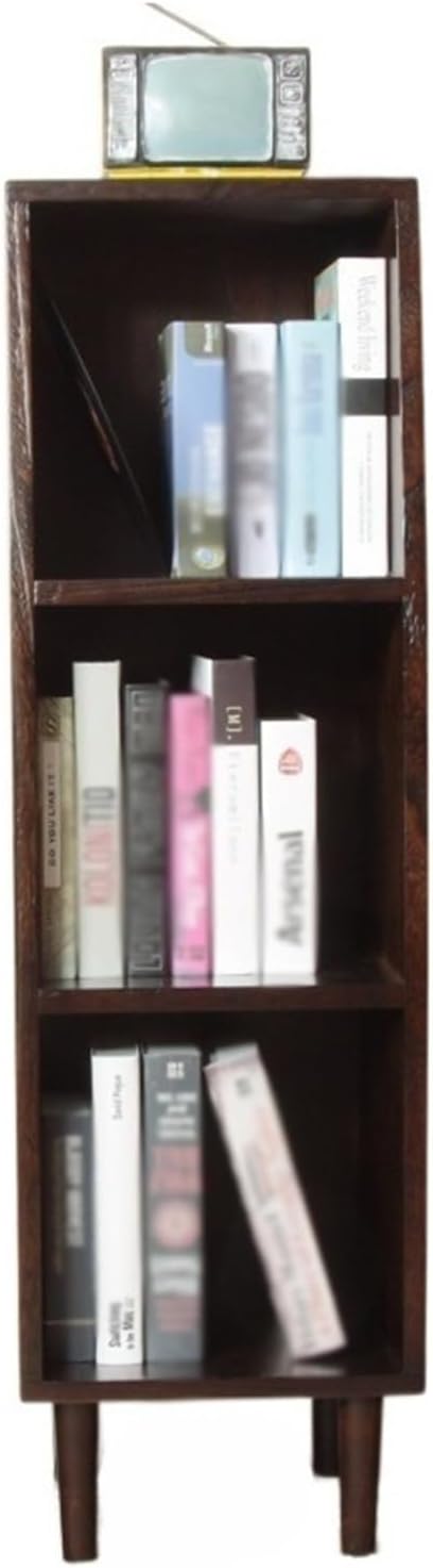 Record Storage Shelf 3-Tier Vinyl Record Album Storage, Solid Wood Floor Standing Book Case CD Storage Cabinet with Legs, for Living Room, Bedroom, Office Record Shelf