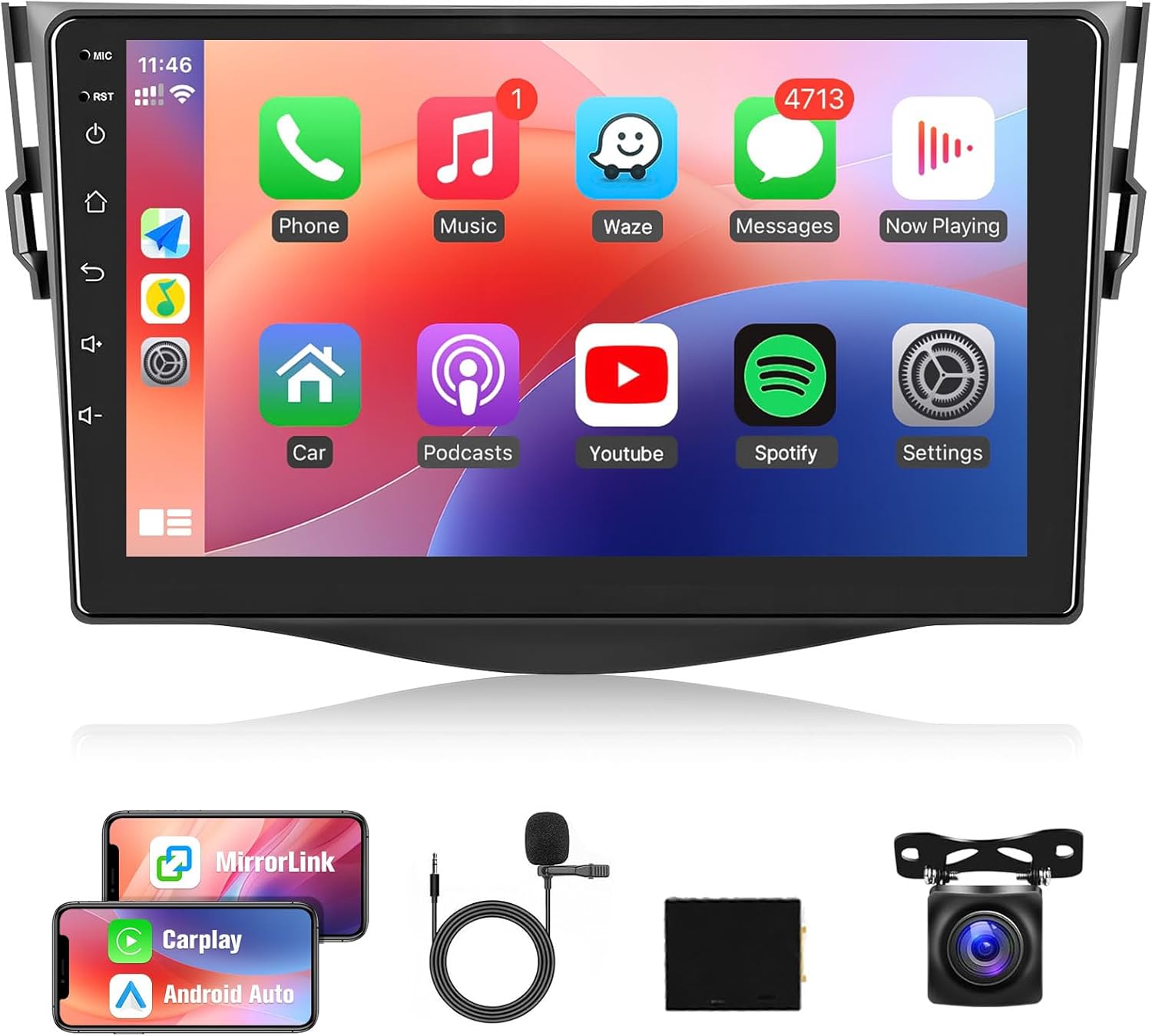 Naifay Android Car Radio for Toyota Rav4 2006-2012 with Carplay/Android Auto, 10.1inch IPS Touch Screen for Rav4 Car Stereo with Bluetooth/GPS/WiFi/Camera/SWC, Support OEM Camera & J.B.L System