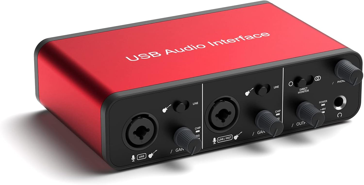 LVY USB-C Audio Interface, 24Bit/192kHz for Recording Podcasting and Streaming, 48V Phantom Power, Plug and Play Ultra-low Latency Noise-Free (No Software Included)