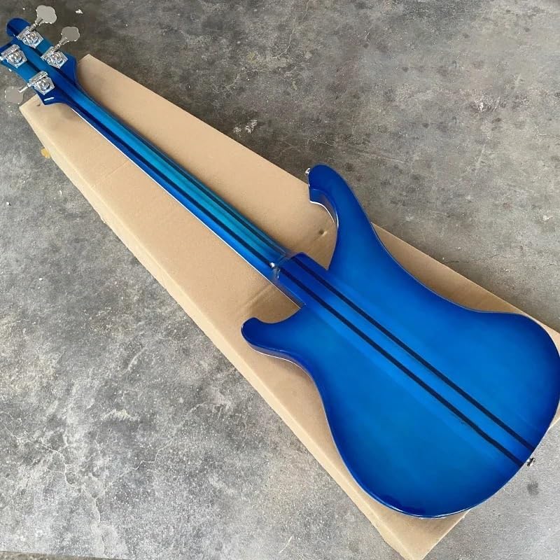 4-String Electric Bass Guitar - Stunning Blue Burst Gloss Finish, Neck-Thru Body - Adjustable Bridge