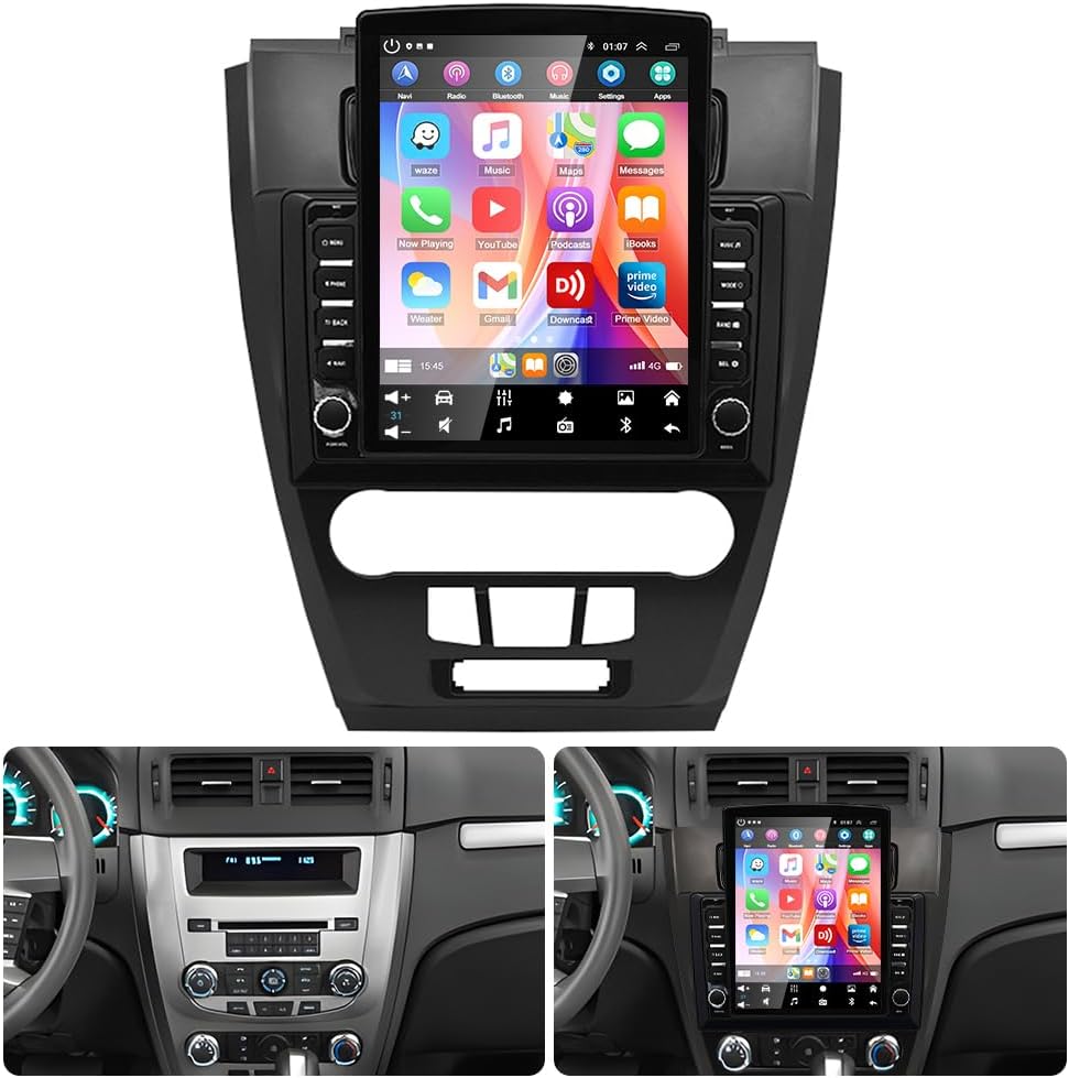 ikasus Android 14 Car Stereo Radio fits for Ford Fusion 2010 2011 2012 9.7 inch IPS Touch Screen Double Din Car Radio with Wireless CarPlay/Android Auto GPS WiFi Mic Backup Camera/DSP/SWC, 2G+32G