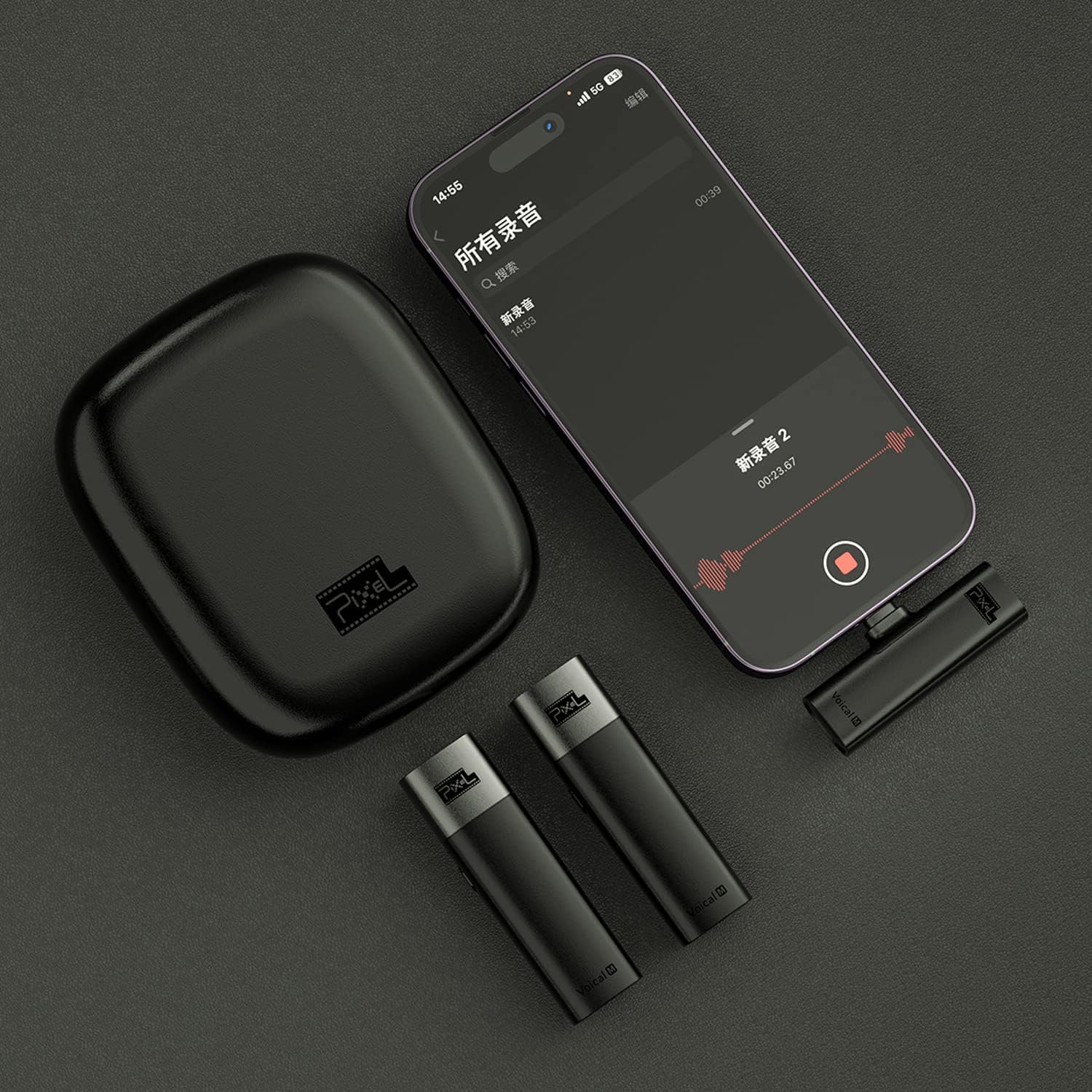 PIXEL Wireless Lavalier Microphone for Android/Type-C Phone, Plug- Play Clip-on Microphones Mini Lapel Mic with 2 Transmitters & 1 Receiver for Video Recording, Vlog, Interview, Tiktok, YouTube