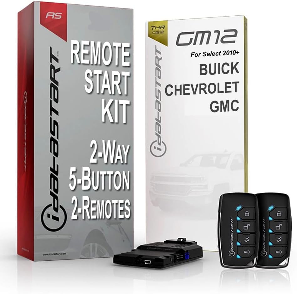 iDataStart Remote Starter KIT for Select Buick/Chevrolet/GMC Vehicles 2010+ w/3000ft Range (2-Way, 5-Button, 2-Remotes)