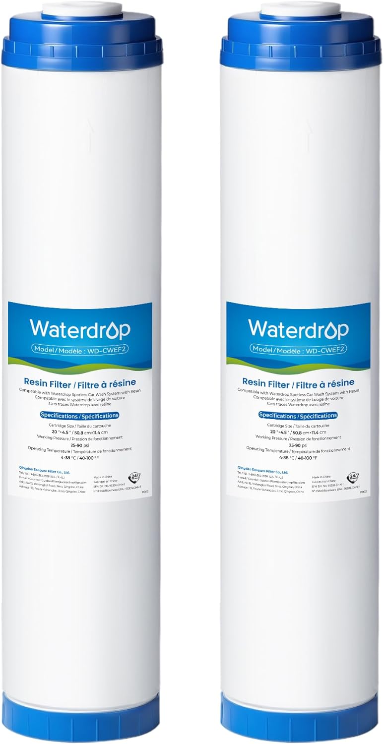 Waterdrop Spotless Car Wash Water Filter, Deionized Water, Spot Free, Replacement WD-CWE2 Spotless Car Wash System with Resin