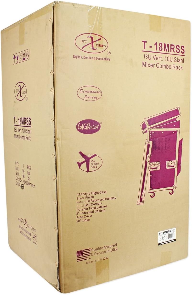 TOV Pro X T-18MRSS 18Ux10U Slant Rack Pro DJ ATA300 Flight Case w/Wheels 3/8