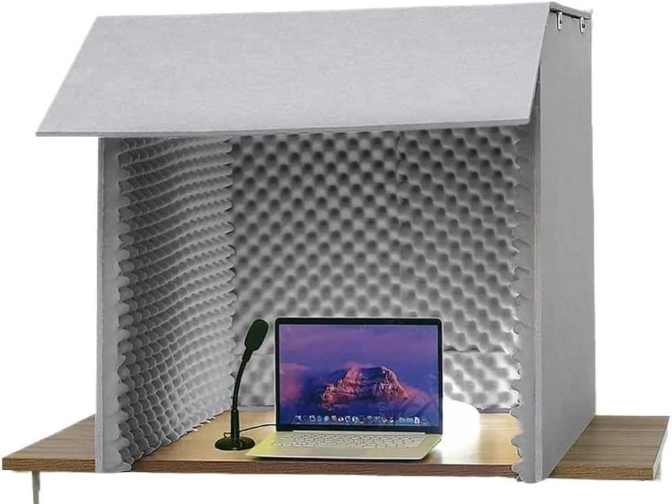 Portable Soundproof Booth, Home Studio Recording Booth, Recording Shielded Microphone Booth Cube (Grays)