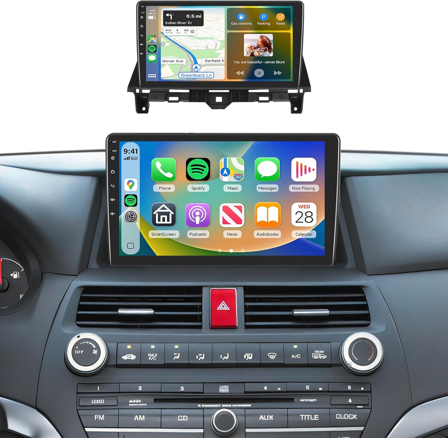 2G+64G Car Radio for Honda Accord 8th 2008-2013 Stereo 9 inch HD IPS Touch Screen Android Head Unit Built-in DSP Wireless CarPlay Android Auto Bluetooth GPS WiFi DVR SWC Backup Camera