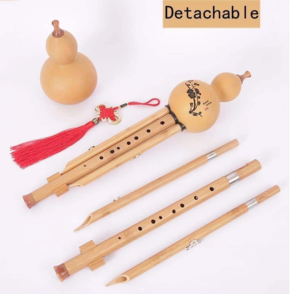 Hulusi Musical Instrument Beginner Professional Playing Purple Bamboo Cucurbit Flute Special Stringed Flute for Students Chinese Bamboo Flute Light and Crisp (Size : B Flat)