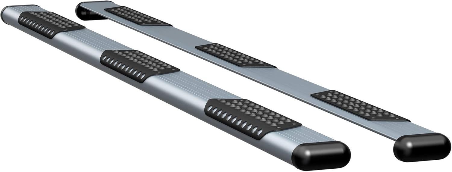 LUVERNE 583114-571117 O-Mega II 114-Inch Wheel to Wheel Silver Aluminum Side Steps, Select Chevrolet Silverado, GMC Sierra 1500, 2500, 3500 HD