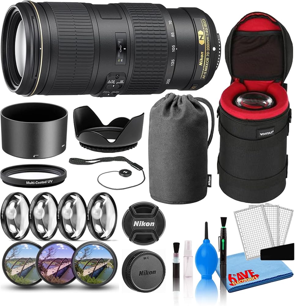 Nikon AF-S NIKKOR 70-200mm f/4G ED VR Telephoto Lens (2202) with Padded Lens Case + Macro Filter Kit + UV, CPL, FL Lens Filters + Tulip Hood + Cap Keeper + Cleaning Kit (Renewed)