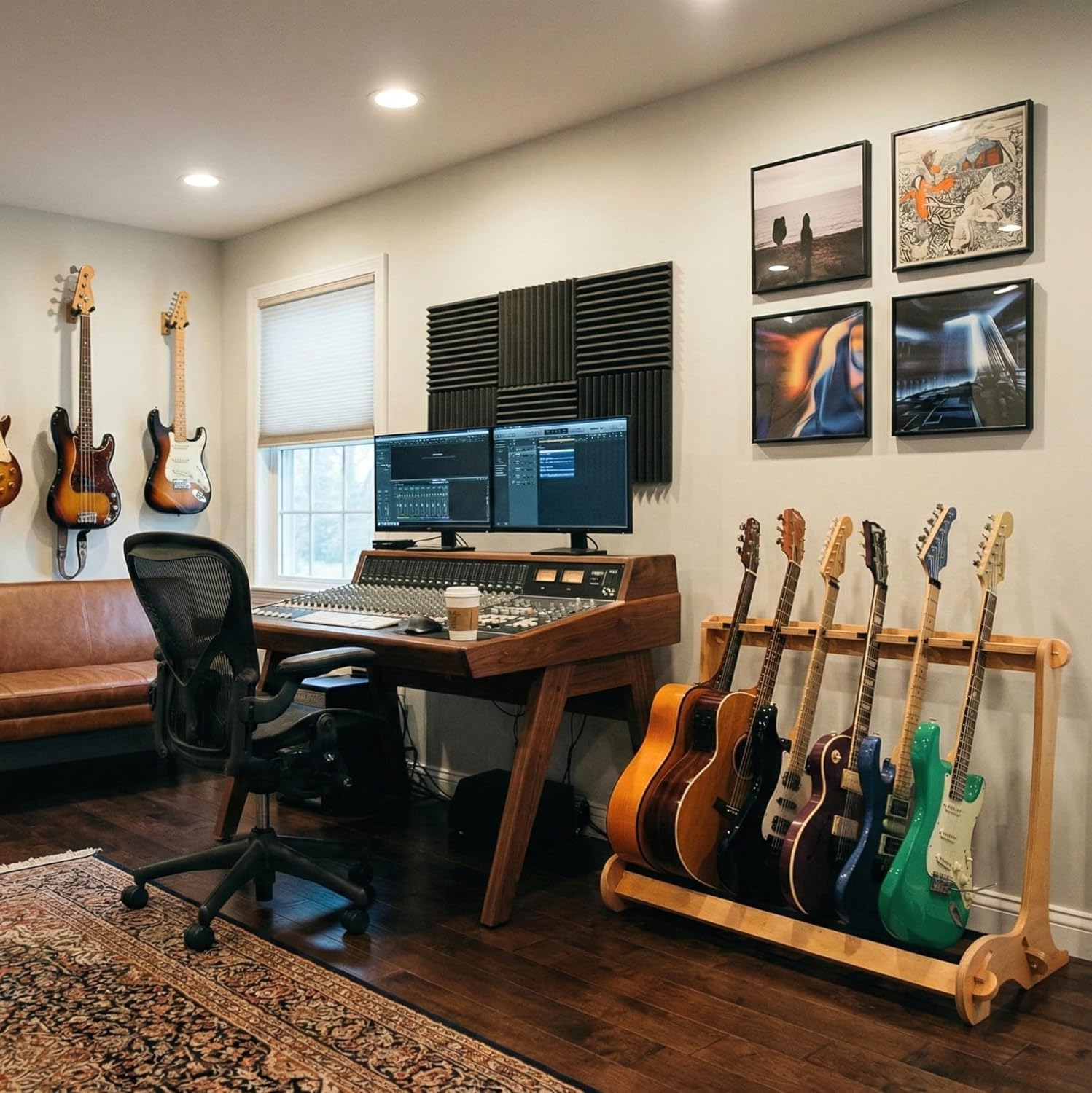 A&S Crafted Products The VersaRack Six Guitar Stand | Holds Acoustics & Electrics | Nitro Safe | Made In U.S.A.