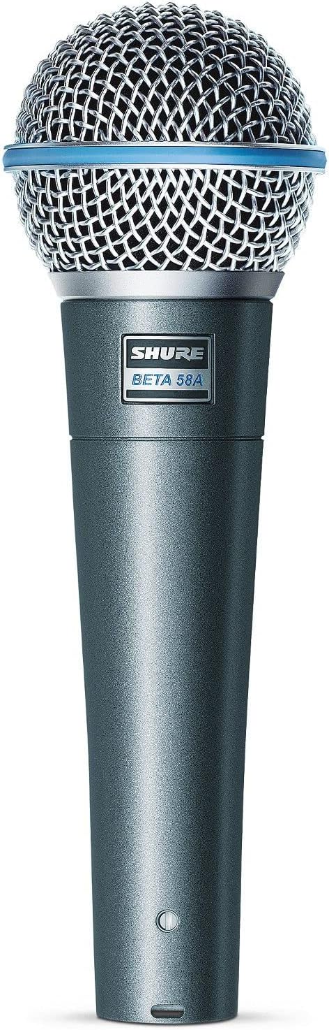Shure BETA 58A Vocal Microphone - Single Element Supercardioid Dynamic Mic for Stage and Studio, Includes A25D Adjustable Stand Adapter, 5/8” to 3/8” (Euro) Thread Adapter and Storage Bag