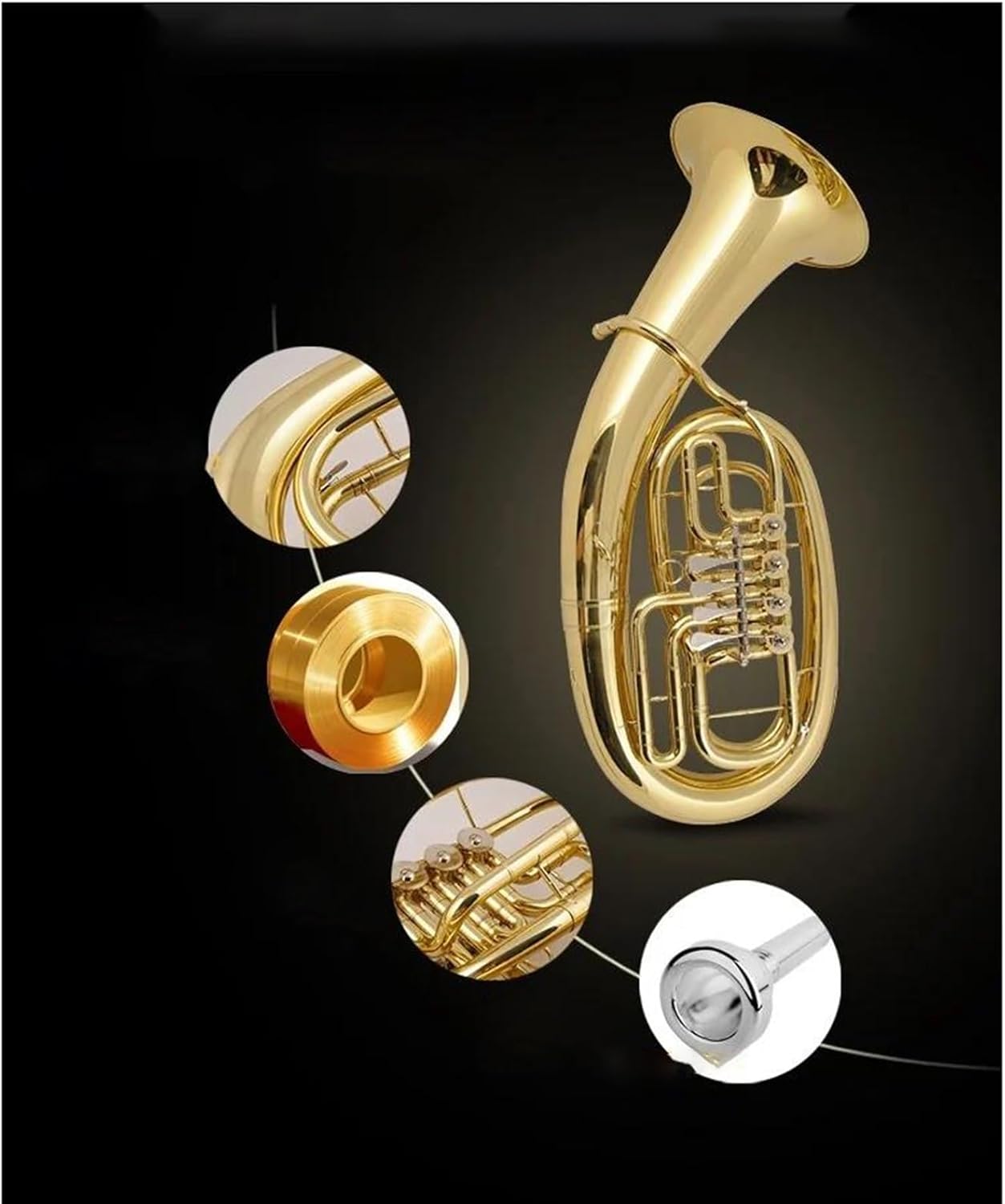 Beginner euphonium Euphonium Four Flat Keys Lacquered Gold Euphonium Big Horn Musical Instrument