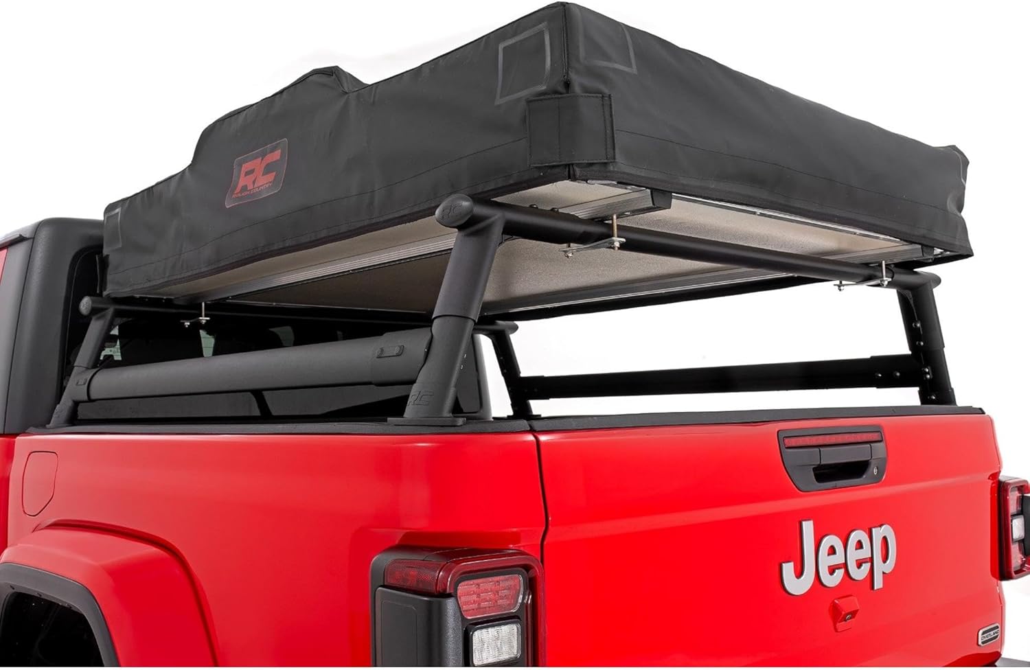 Rough Country Half-Height Bed Rack for Jeep Gladiator JT (2020-2025) - Modular Aluminum Truck Rack for Bikes, Tools, Camping & Recovery Gear