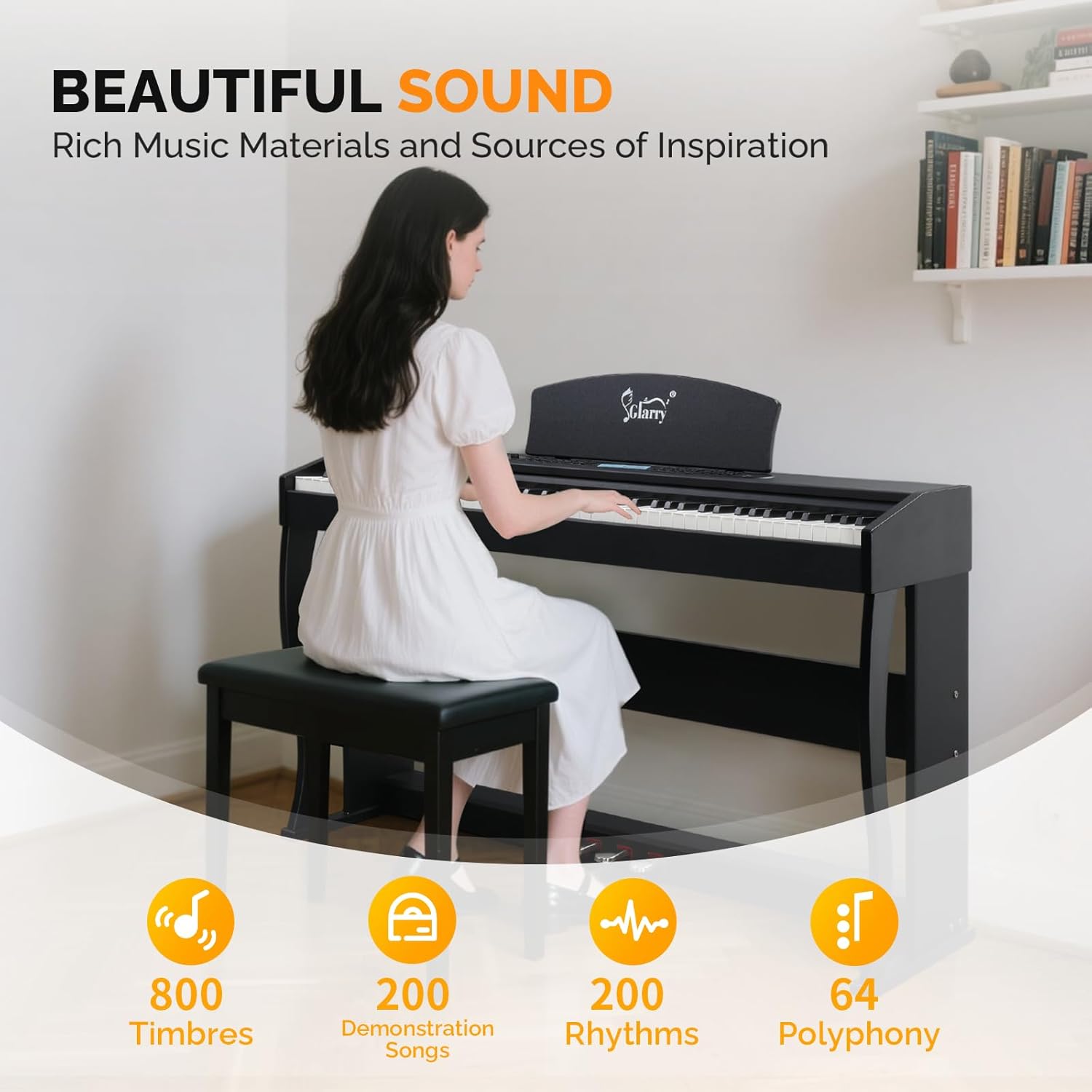 GLARRY Digital Piano 88 Keys Heavy Hammer Keyboard, with Large LCD Display and Headphone, Triple Pedals, Beginner Friendly, Supports MIDI Connect, Classic Upright Design (Matte Black)