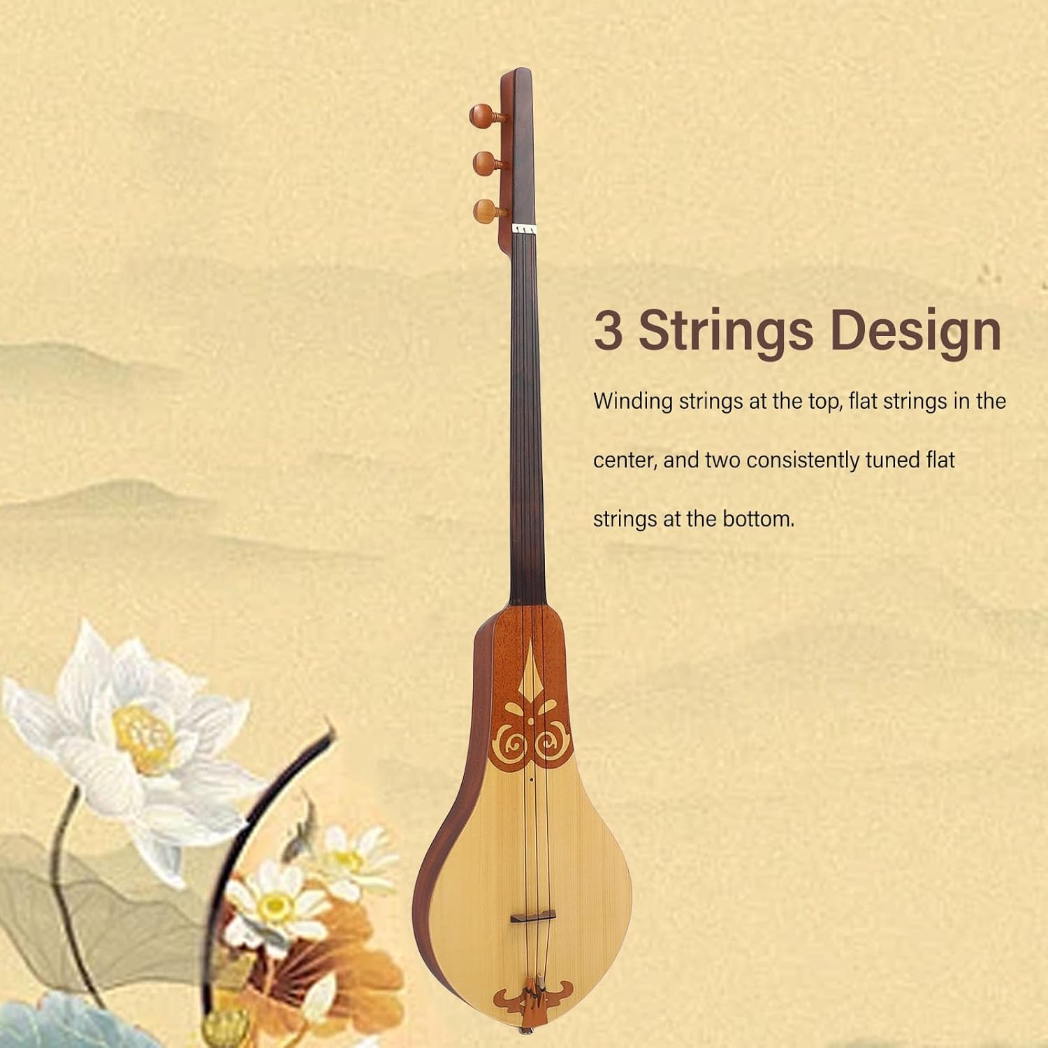 3 String Dulcimer, Loud and Clear Sound, Spruce and Mahogany Dulcimer for Practice, BROLEO5c3wsdot7f