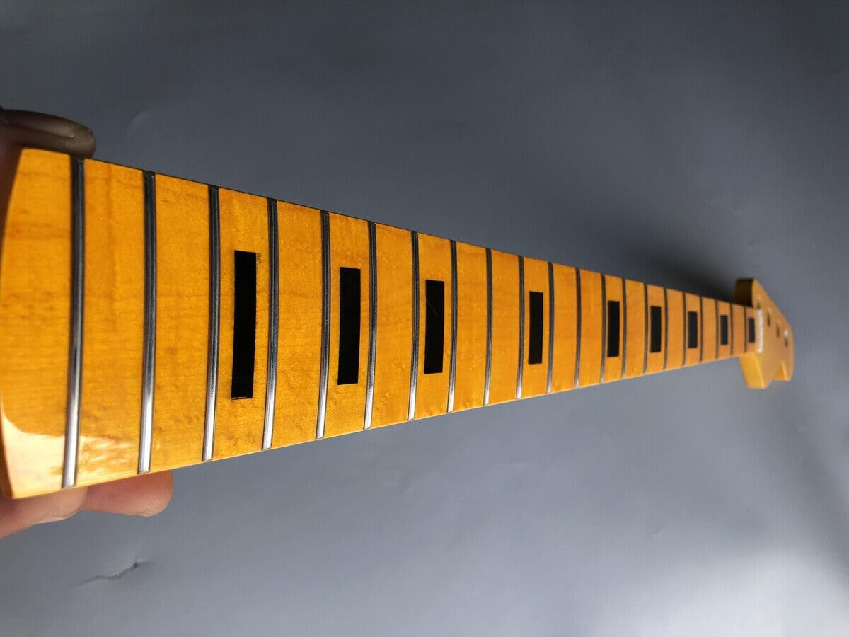 Electric Guitar Neck Blank 21 Fret Gloss Maple Bass guitar neck 34inch Maple Fretboard Rectangle inlay Electric Guitar Neck Replacement