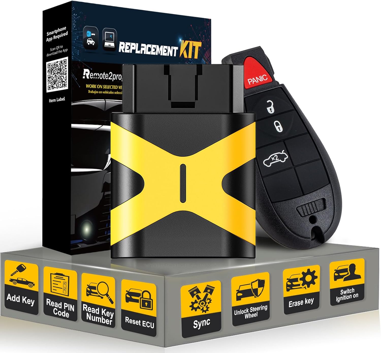 Self Programmable Car Key Fob Keyless Entry Remote Replacement for 2013-2016 Dodge Dart with FCC: M3N32297100 (4 Buttons)