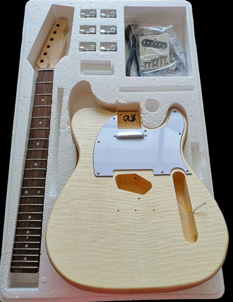 Maple Tiger Pattern Maple Electric Guitar Basswood Body Neck Rosewood Fingerboard DIY Combination Unfinished Guitar Body (Color : 5)