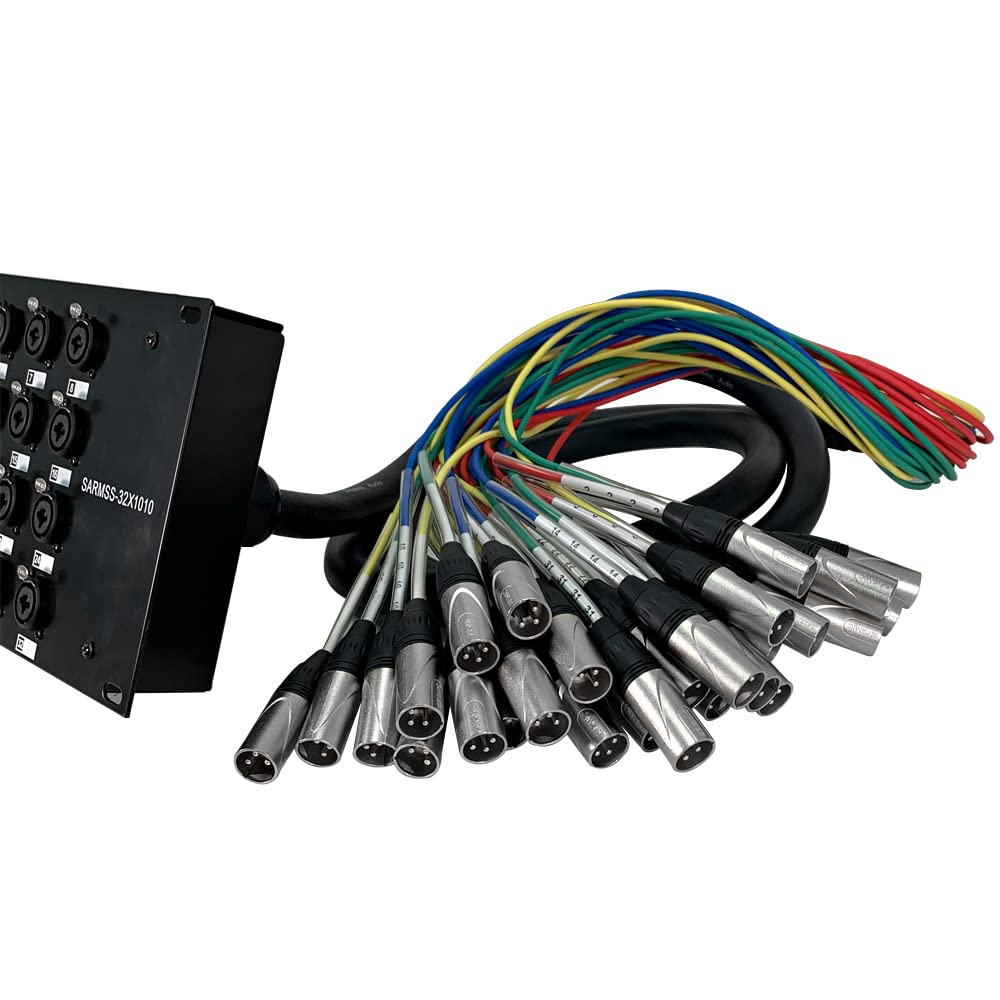 Seismic Audio - SARMSS-32x1010-32 Channel XLR TRS Combo Splitter Snake Cable - Two 10' XLR Trunks