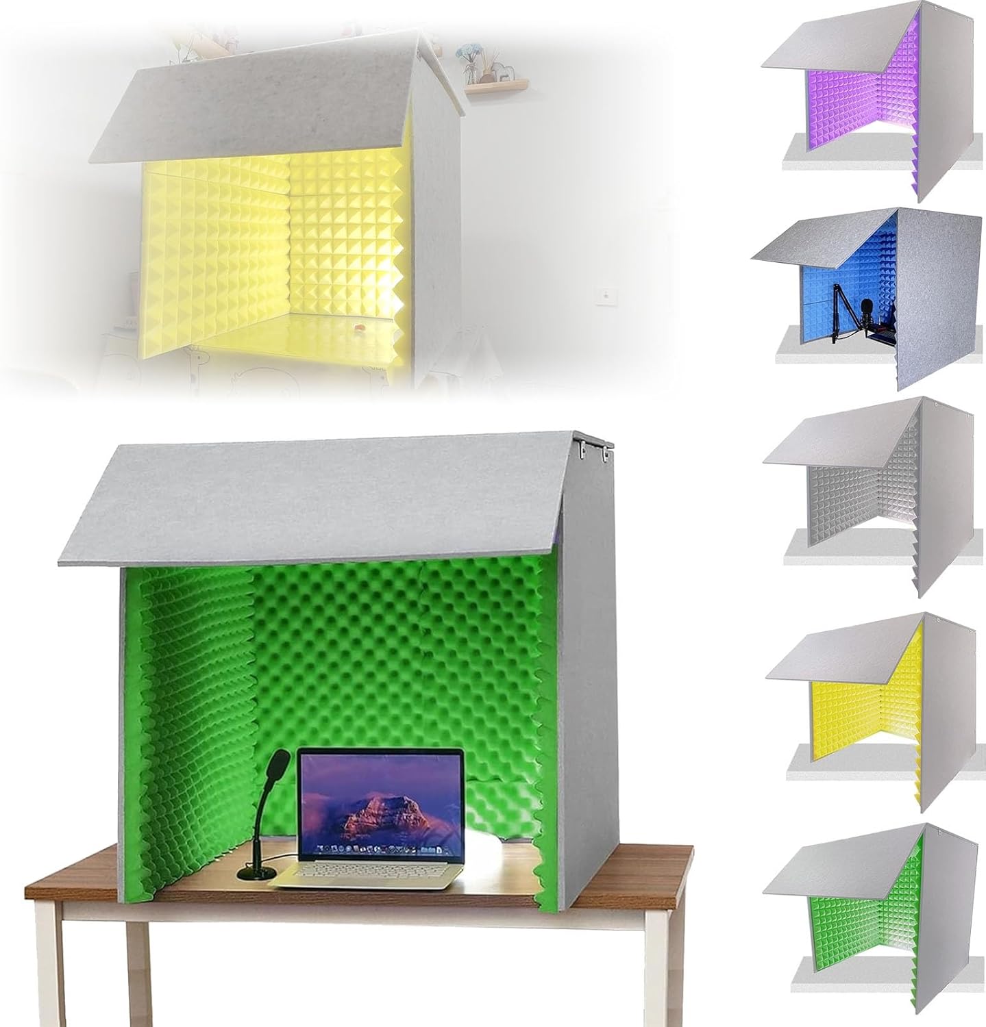 Desktop Soundproof Box, Home Recording Studio, Portable Recording Studio, for Music Practice Room (Green)