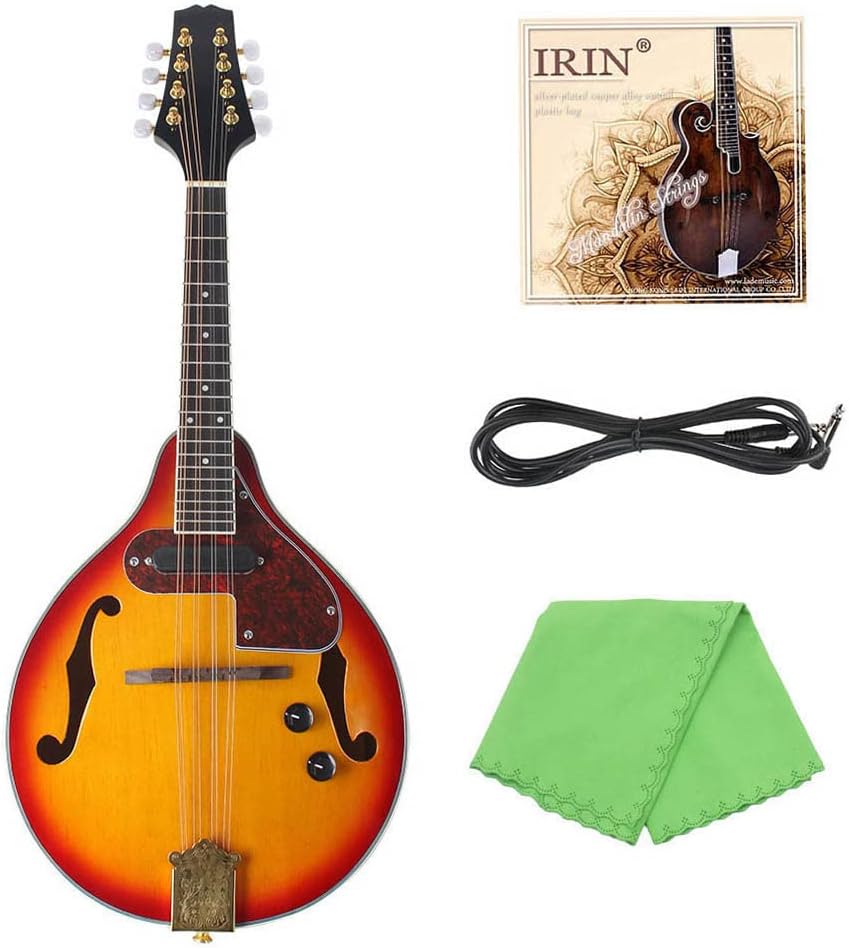 Mandolin Instrument Electric, Sunset Color Mandolin Strings Cloth Music Instruments For Adults with 3 meters Cable for Beginner Adults Teens Adults