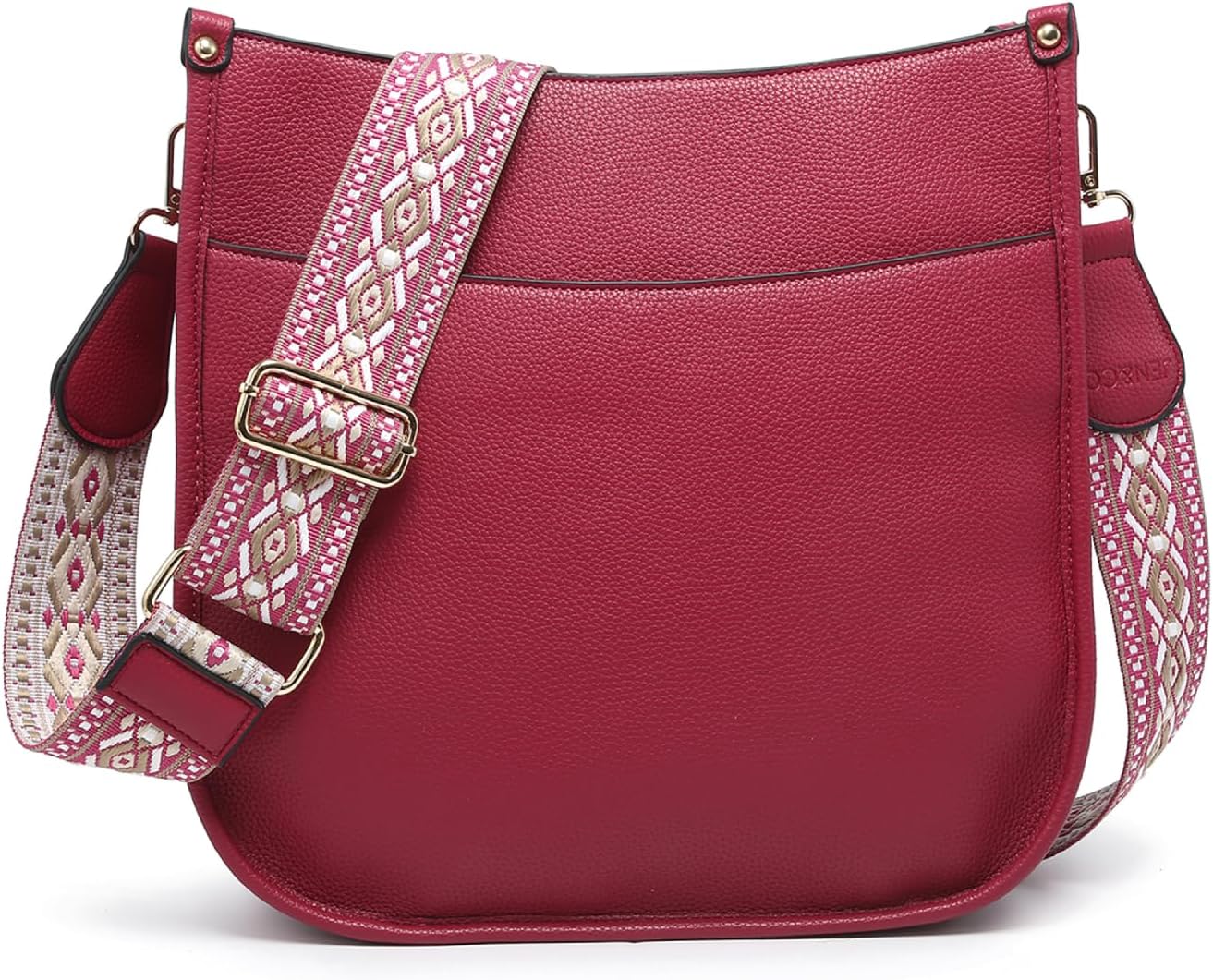 JEN & CO. Crossbody Bags for Women Trendy Vegan Leather Hobo Purses Shoulder Handbags with Wide Adjustable Guitar Strap