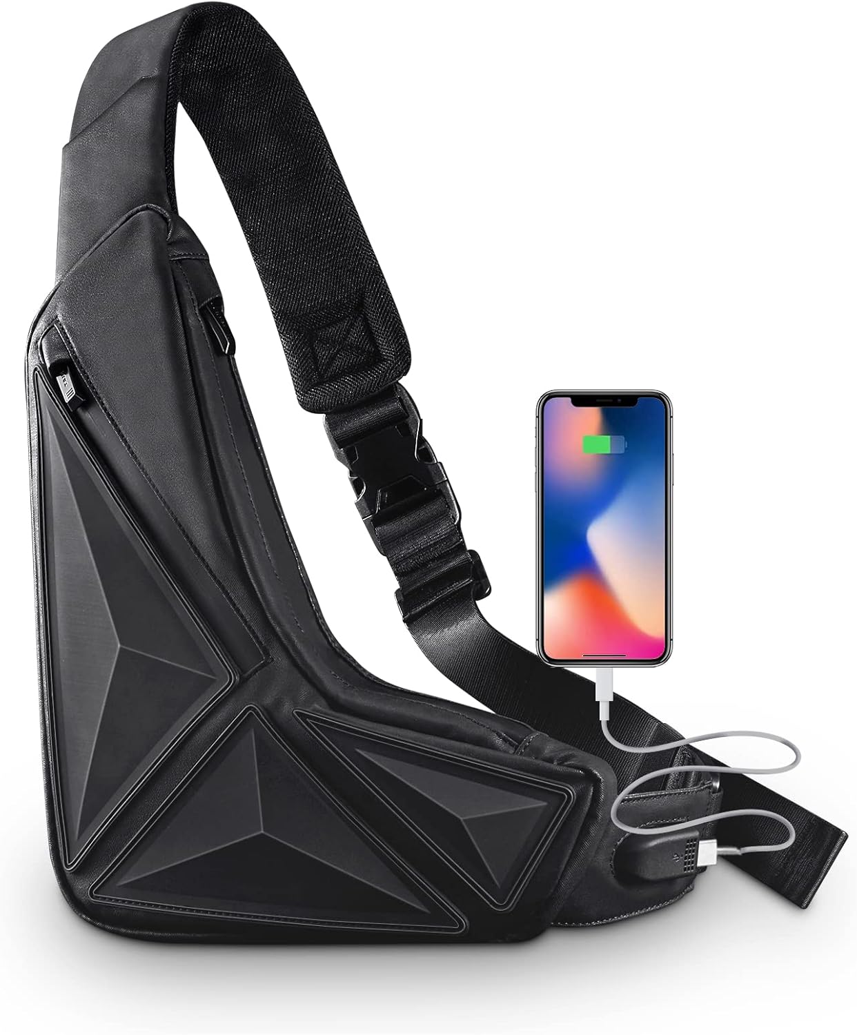 Sling Bag Cross Body Bag Mens One Shoulder Bag for Women Hiking Travel with USB Port Anti-theft EDC Casual Daypack