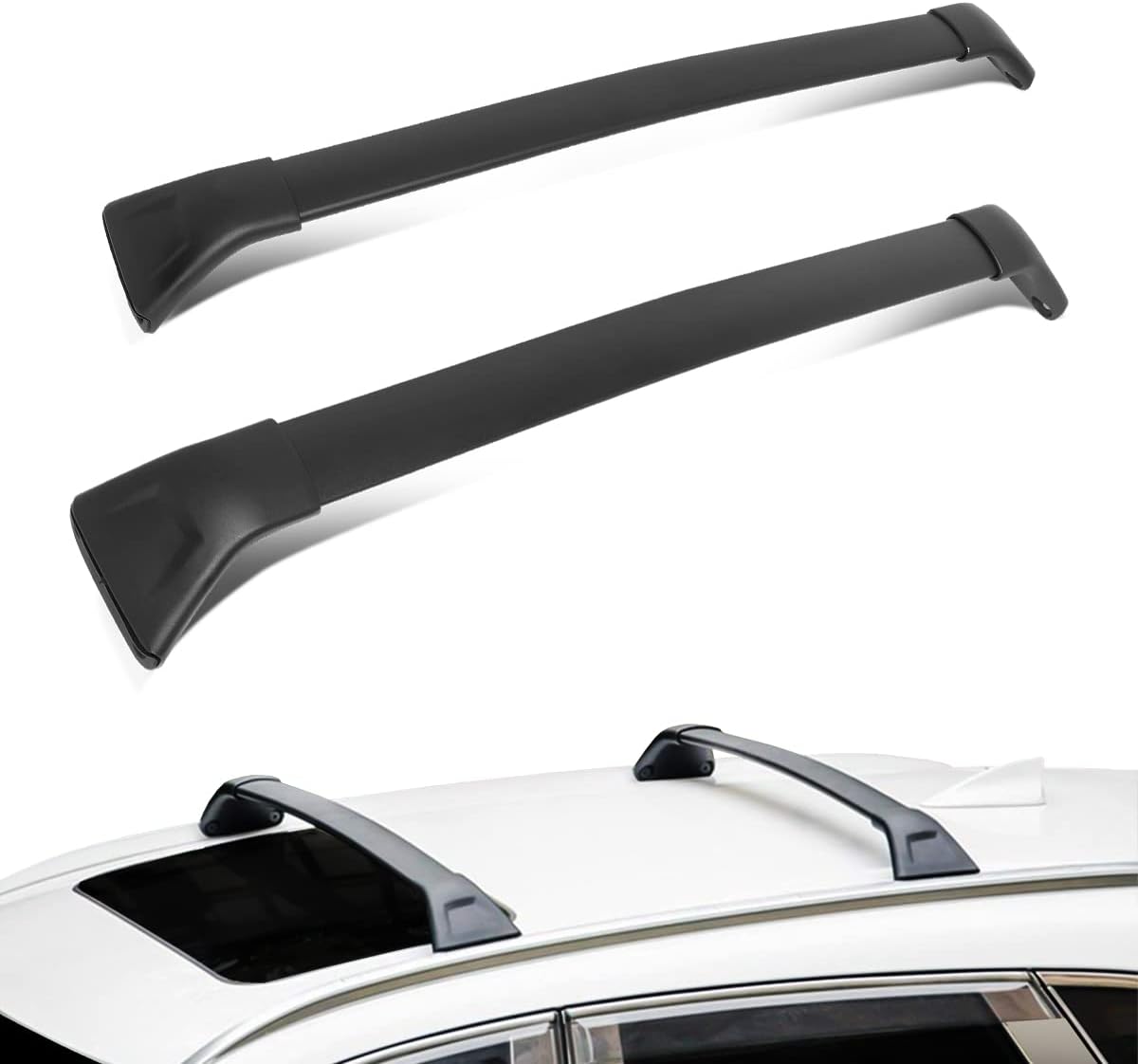 DNA Motoring PT-ZTL-8070 Pair Aluminum Car Roof Rack Cross Bars Compatible with 17-24 Mazda CX-5, Black