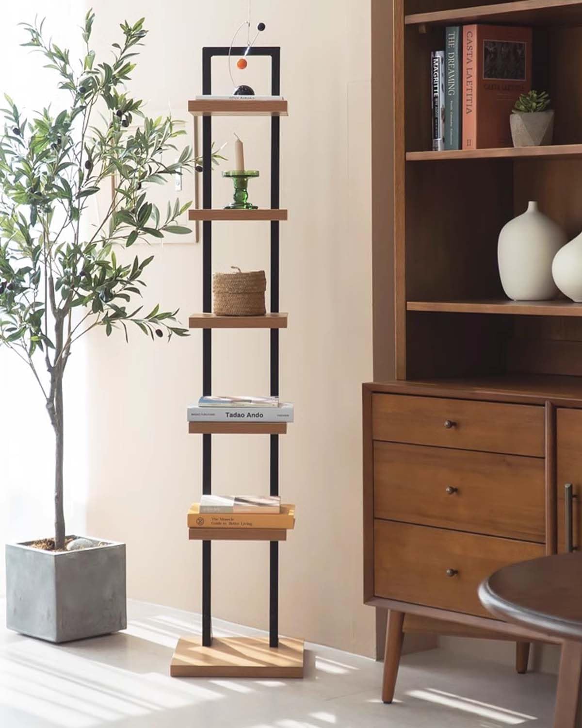 Invisible Book Shelf Tower Space Saving, Heavy Duty Floating Spine Bookshelf with Base, Freestanding Vertical Book Display Bookcase(White,4-Tier 87cm (34 1/4