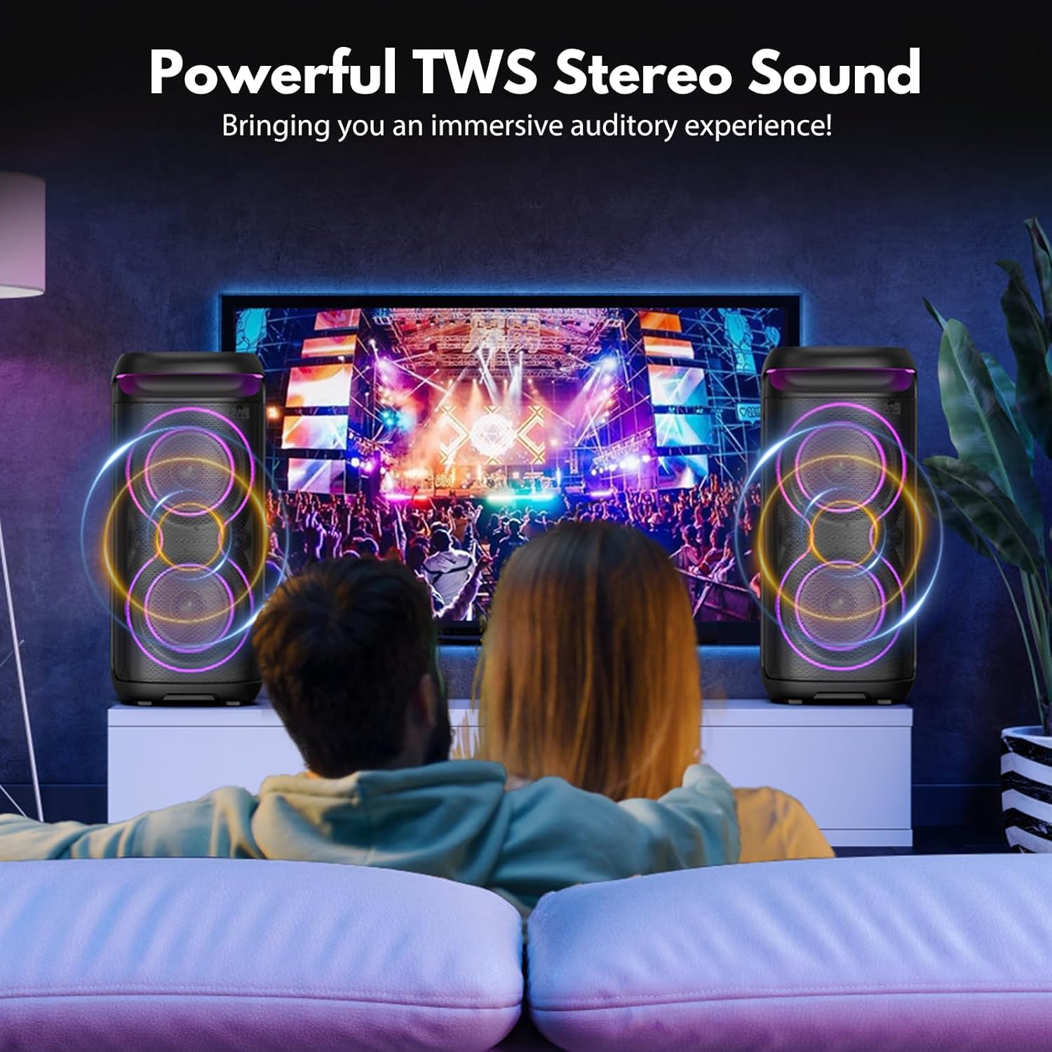 JYX Karaoke Machine, Big Bluetooth Party Speaker with LED Disco Light, Support TWS/USB/AUX/TF Card Input, Perfect for Outdoor Home Party Stage Subwoofers