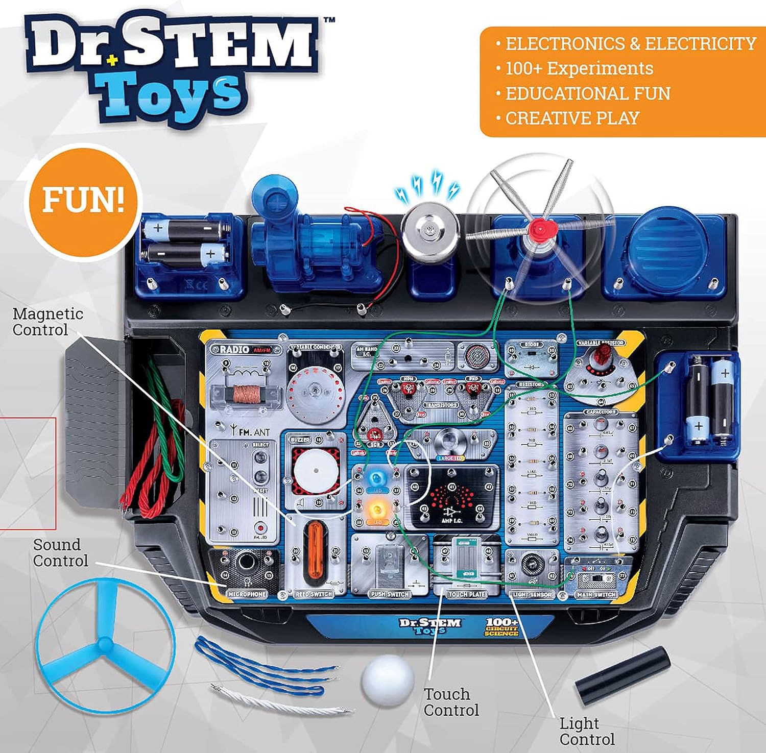 Dr. STEM Toys Circuit Science Kit, Includes Over 100 Electrical Experiments with Lights, Sounds, and Action - for Boys and Girls Ages 8+
