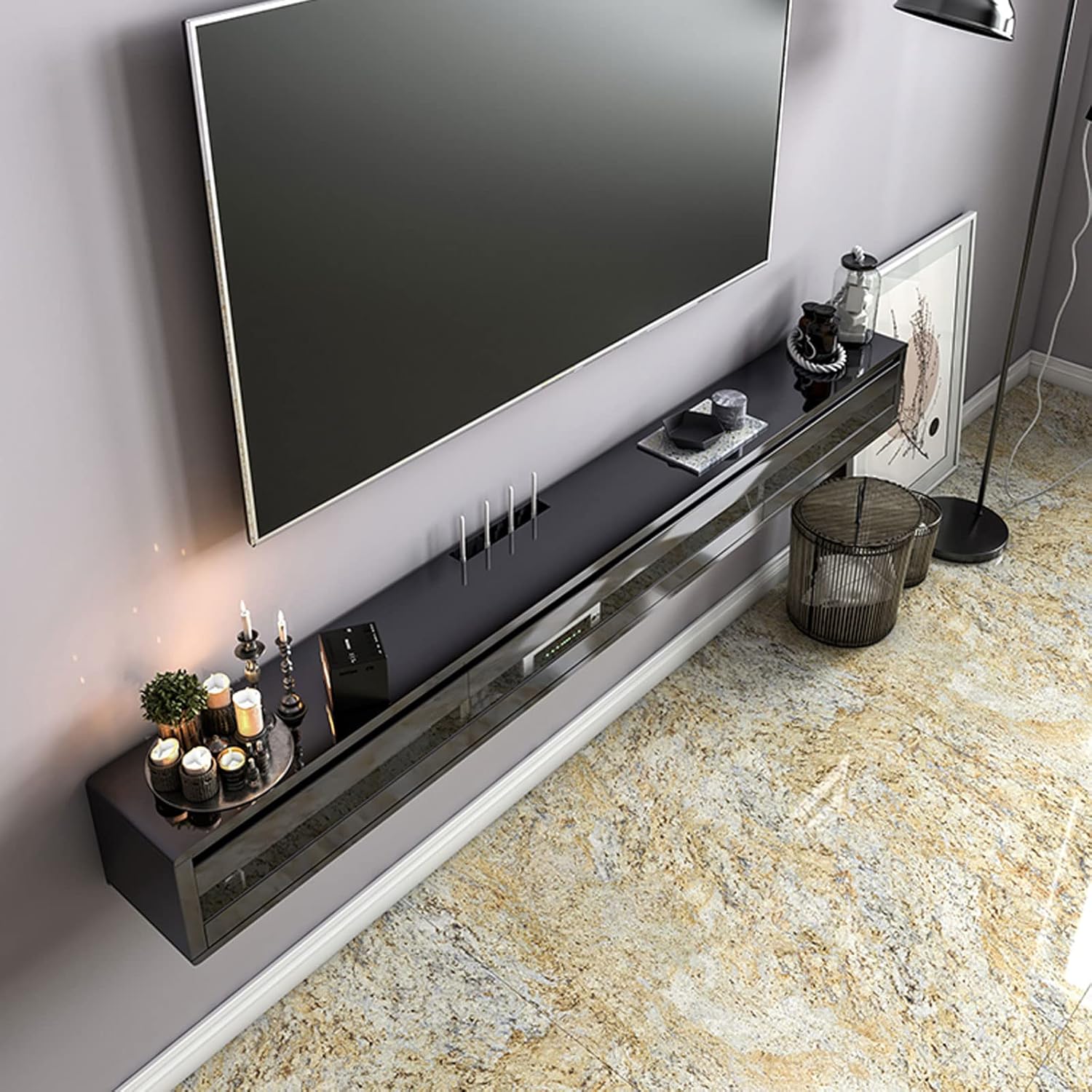 Wall Mounted TV Cabinet Floating Shelf Wall Cabinet Entertainment Unit TV Stand TV Media Console Audio-visual Equipment Shelves Gaming Shelf TV Bracket Wall Mount Corner Shelves Ledge Display Shelf