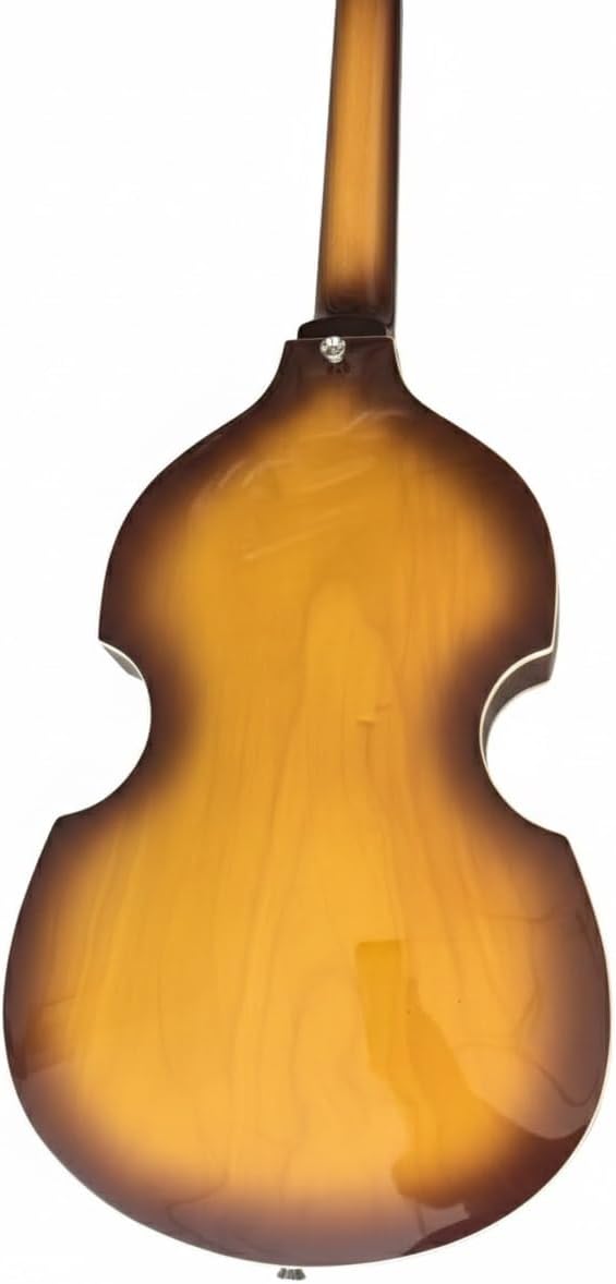 Violin Electric Bass Guitar 4 String 41 Inch Short Scale - Hollow Basswood Body with Flame Maple Appearance & Neck(Brown)