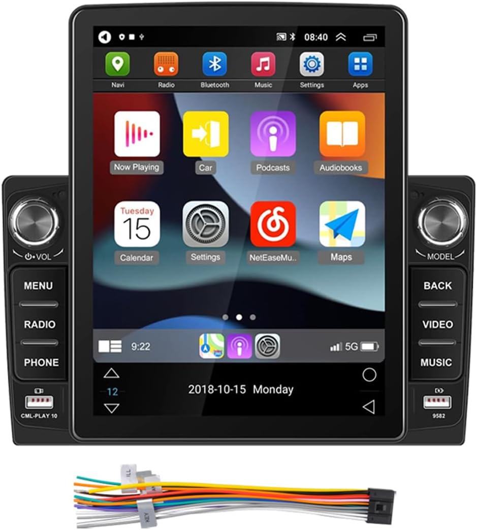 2Din Car Stereo Wired Carplay & Android Auto 9.5-inch Touch Screen Smart Voice Mirror Link Car Radio Bluetooth/FM/USB