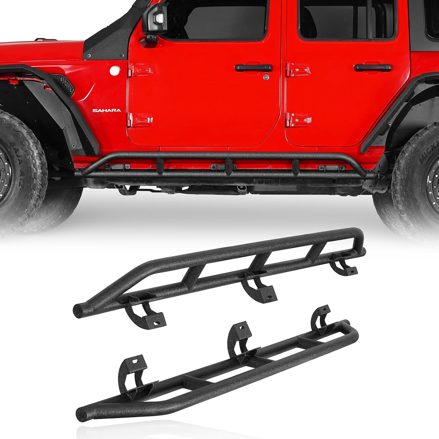 Hooke Road Wrangler JLU Rocker Slider Side Door Body Armor Guards for Jeep Wrangler JL Unlimited 4-Door 2018 2019 2020 2021 2022 2023 2024 2025 2026