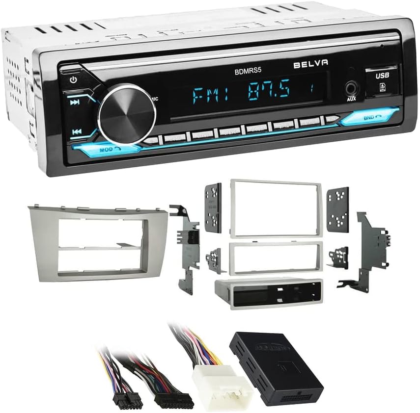 Single DIN Bluetooth Front SD/USB/AUX Car Stereo Upgrade for 2007-2011 Toyota Camry (Amplified)