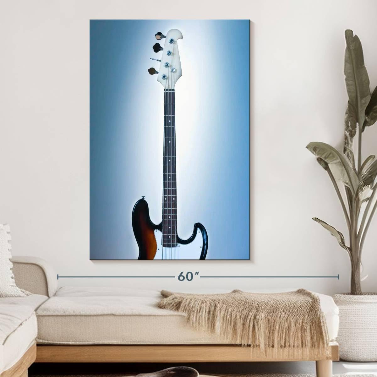 Elephant Stock - Cool Bass Guitar Wall Art - Vertical Canvas Wall Art - Living Room Wall Decor - Photography Music Canvas Art - Brown And Blue Decor - 34