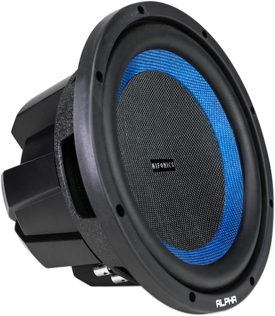 Hifonics Alpha HAW10D4 –10 Inch Subwoofer, Dvc Car Audio, 1000 Watt, Dual 4 Ohm, 2 Inch Voice Coils with A Woven Glass Cone, Light Weight Sub