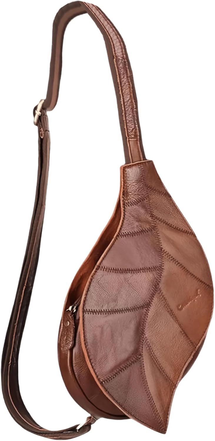 Genuine leather Sling Bag Crossbody Bags for Woman Cross Body Bag Sling Backpack Crossbody Chest Bag Daypack Travel Fashion, Brown, Small