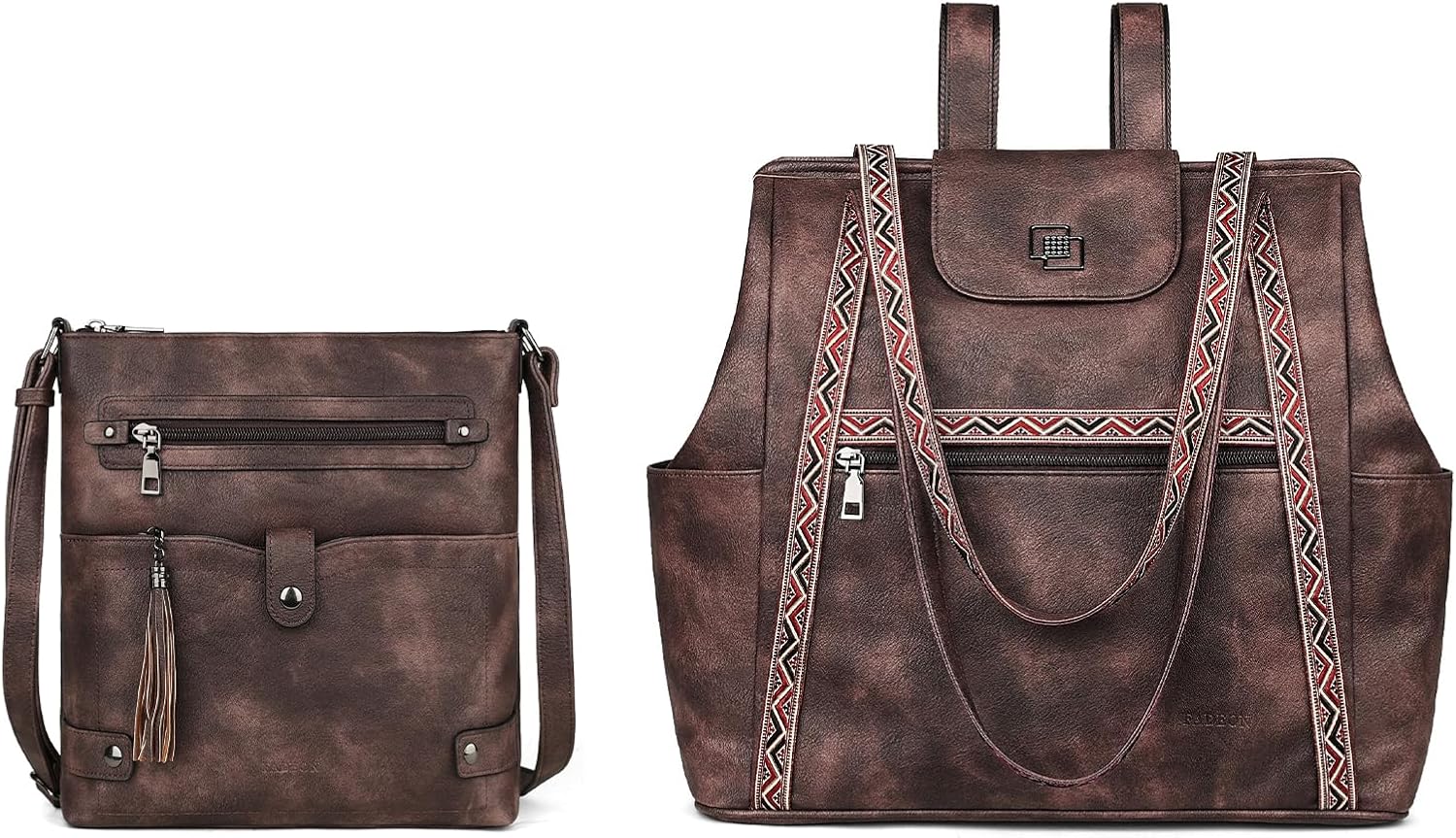 FADEON Crossbody Purses for Women & Laptop Tote Bag Brown Collection