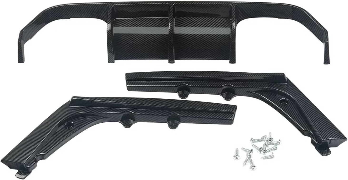 Compatible For BMW F80 M3 F82 F83 M4 2015-2020 Car Rear Diffuser Bumper Corner Spoiler Splitter Rear Lip Protector Guard Carbon Fiber Look(Carbon Fiber Style)