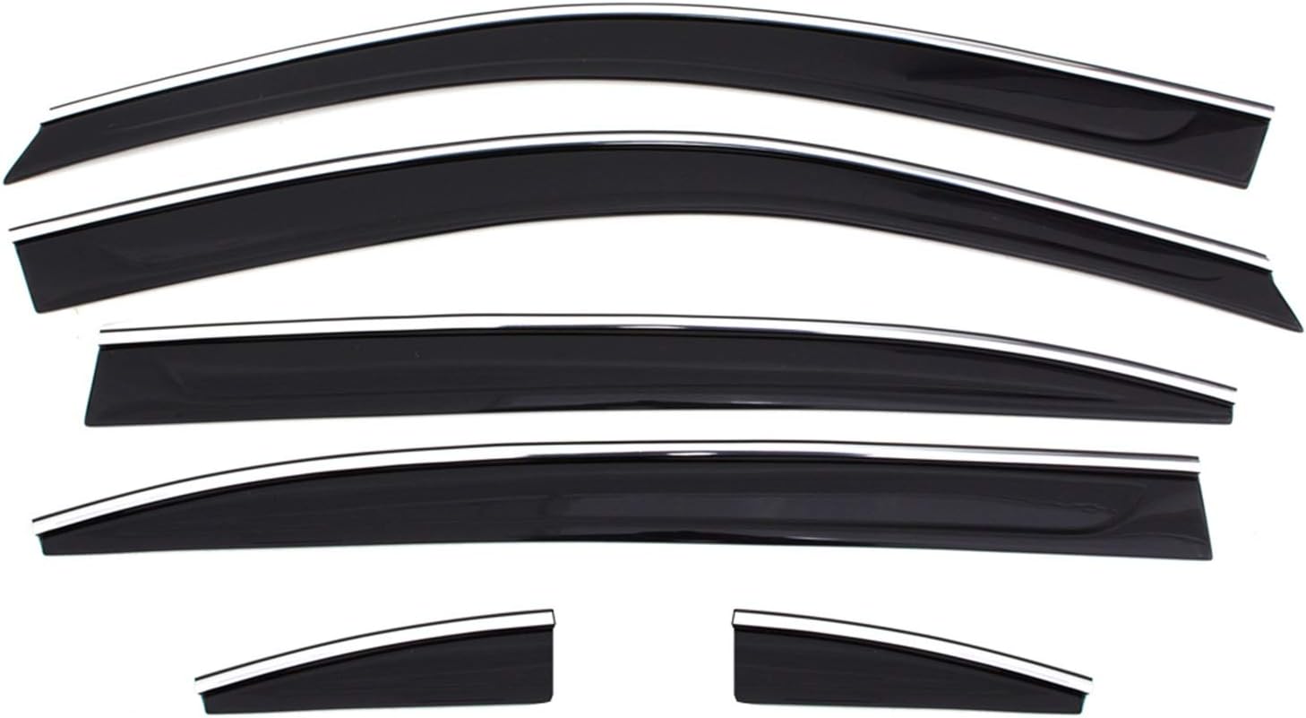 Auto Ventshade [AVS Low Profile Rain Guards for 2014-2020 Nissan Rogue | Window Vent Visors, 4 pcs. - Smoke w/Chrome Trim | 794014