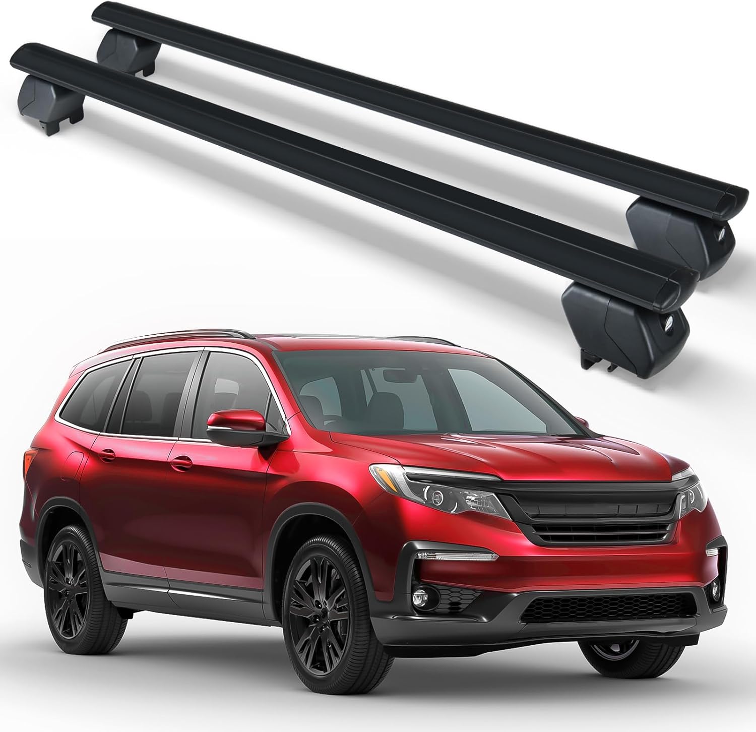 300 LBS Cross Bars Roof Rack Compatible with 2016-2024 Honda Pilot with Side Rails, Adjustable & Lockable Heavy Duty Crossbars Cargo Carrier Rooftop Luggage Cars Suvs